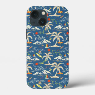 Retro Surf Tropical Pattern iPhone 13 Mini Case