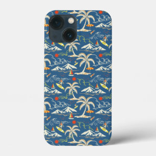 Retro Surf Tropical Pattern iPhone 13 Mini Case