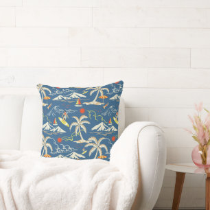 Retro Surf Tropical Pattern Cushion