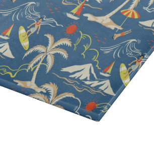 Retro Surf Tropical Pattern Cutting Board