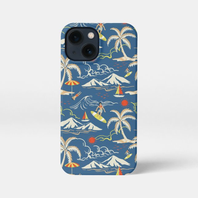 Retro Surf Tropical Pattern iPhone Case (Back)