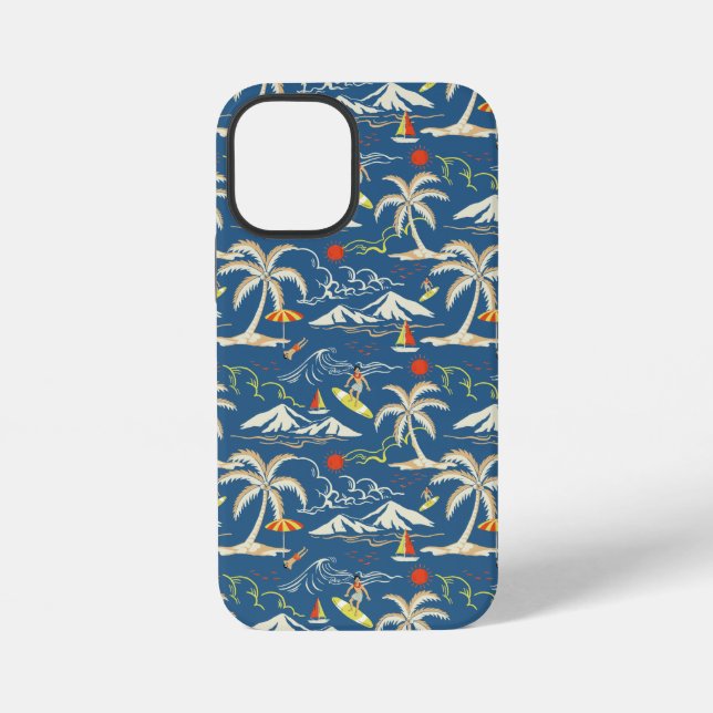Retro Surf Tropical Pattern iPhone Case (Back)
