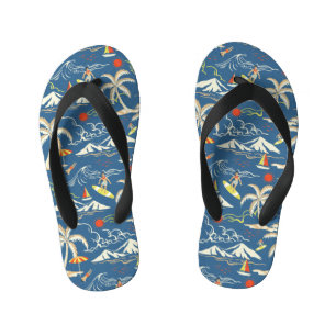 Retro Surf Tropical Pattern Kid's Jandals