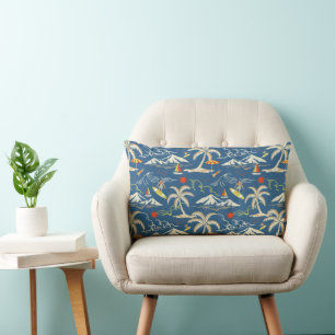 Retro Surf Tropical Pattern Lumbar Cushion