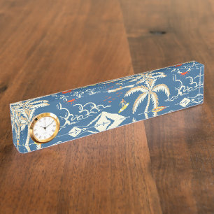 Retro Surf Tropical Pattern Nameplate