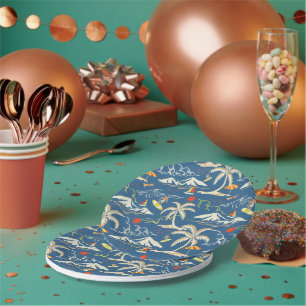 Retro Surf Tropical Pattern Paper Plate