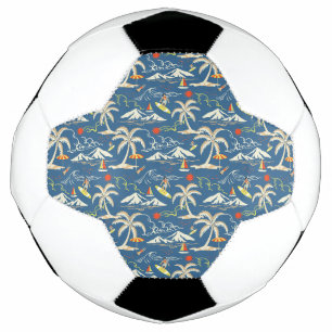 Retro Surf Tropical Pattern Soccer Ball