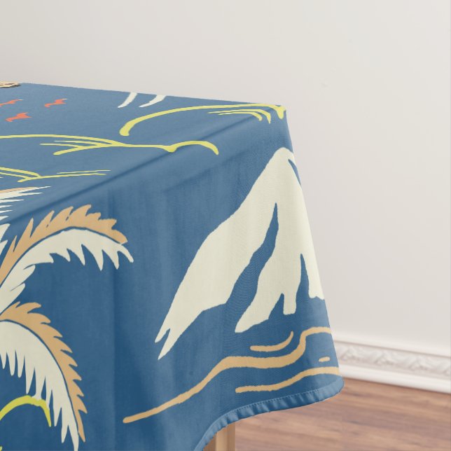 Retro Surf Tropical Pattern Tablecloth (In Situ)