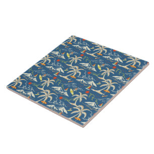 Retro Surf Tropical Pattern Tile