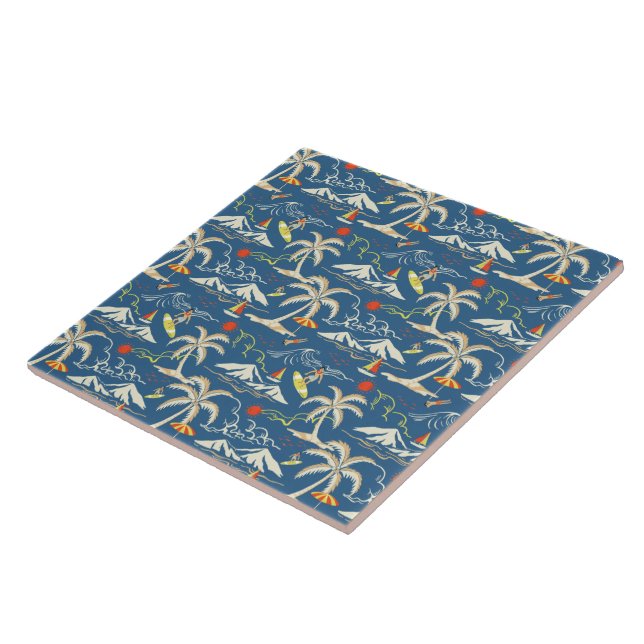Retro Surf Tropical Pattern Tile (Side)