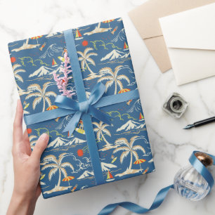 Retro Surf Tropical Pattern Wrapping Paper