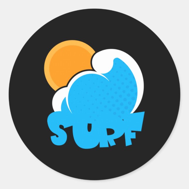 Retro Surf Wave Sun Summer Fun Vibe for Beach Classic Round Sticker (Front)