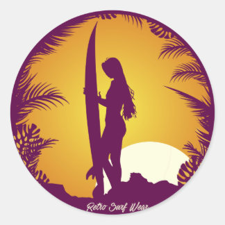 Retro Surf Wear Classic Round Sticker