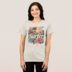 Retro Surfboard Hibiscus Beach Aloha Tri-Blend Shirt