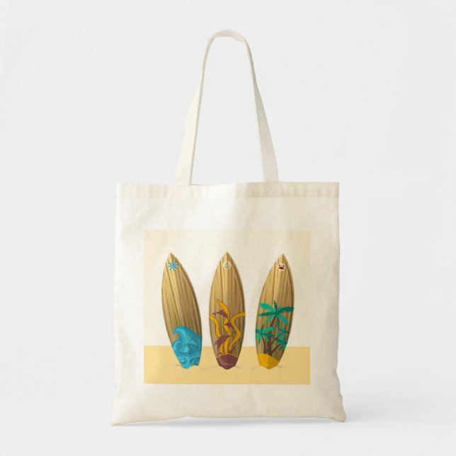 Retro Surfboard Trio beach Tote Bag (Front)