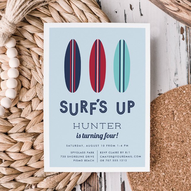 Retro Surfboards Birthday Party Invitation (Creator Uploaded)