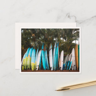 Retro Surfboards in Kauai Hanalei Beach Postcard