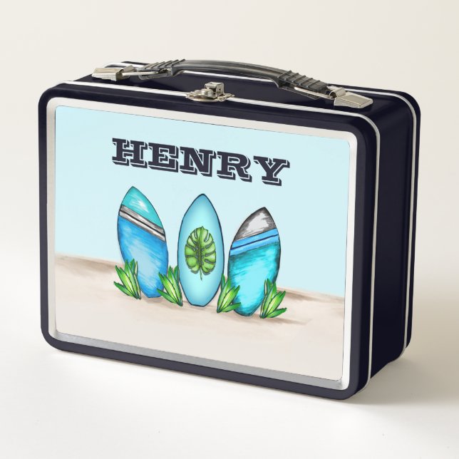Retro Surfboards Metal Lunch Box (Front)