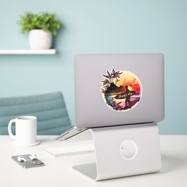 Retro Surfer  1 Sunset Beach  (Laptop On Desk)