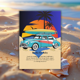 Retro Surfer Car Baby Shower Enclosure Card