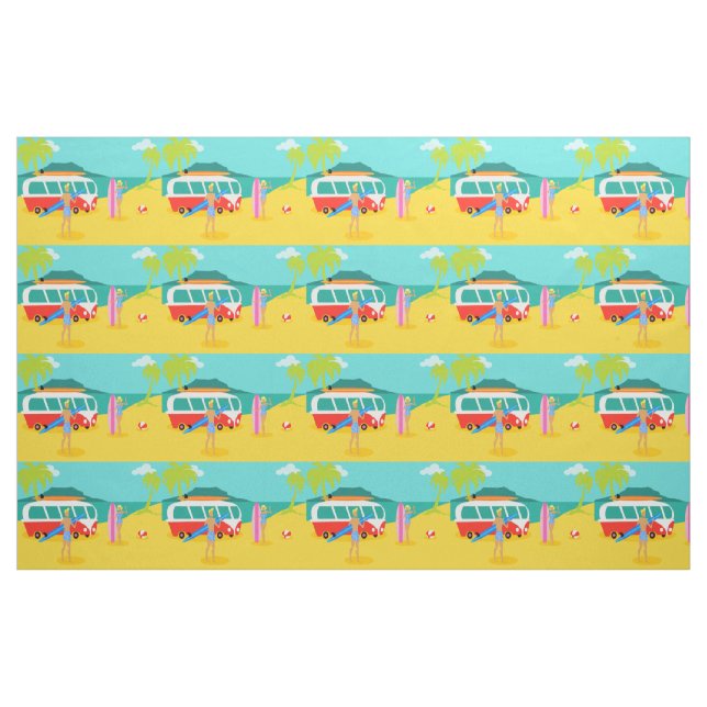 Retro Surfer Couple Fabric (Yard)