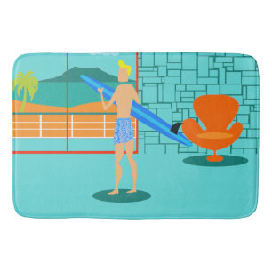 Retro Surfer Dude Bath Mat