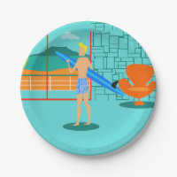Retro Surfer Dude Paper Plates