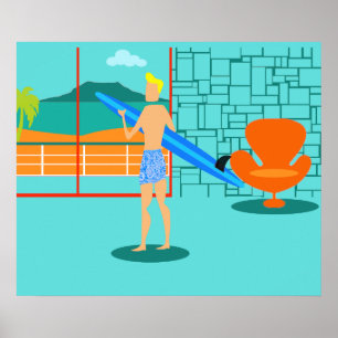 Retro Surfer Dude Poster