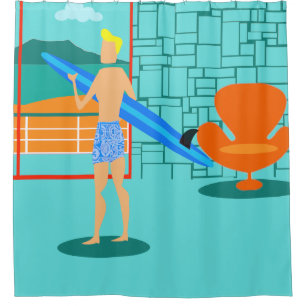 Retro Surfer Dude Shower Curtain