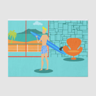 Retro Surfer Dude Tissue Paper