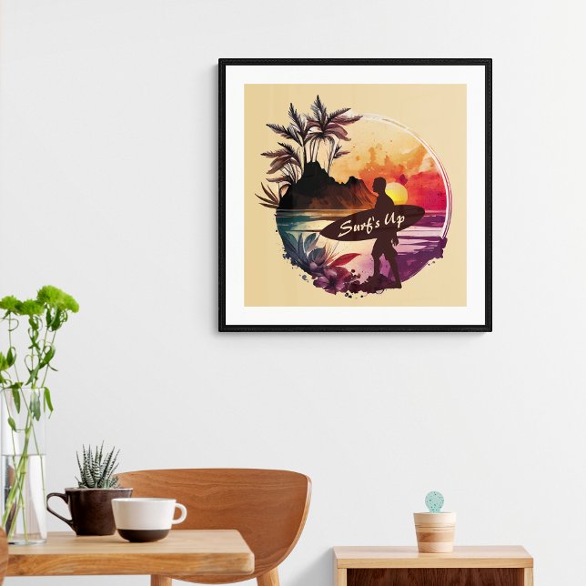 Retro Surfer Sunset Beach Poster (Creator Uploaded)