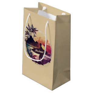 Retro Surfer Sunset Beach Small Gift Bag