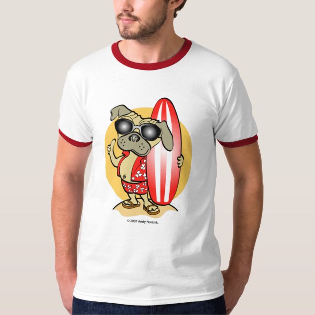 Retro Surfin' Pug Tees (Front)