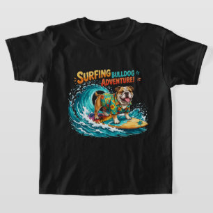Retro Surfing Bulldog Adventure - Vintage Beach T-Shirt