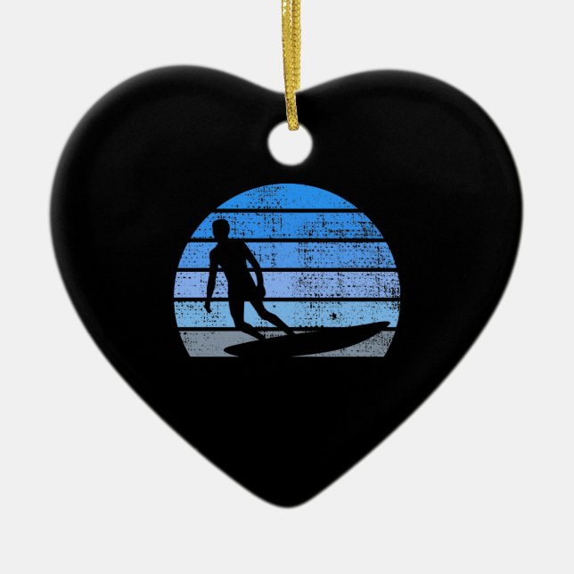 Retro Surfing Ceramic Tree Decoration (Front)