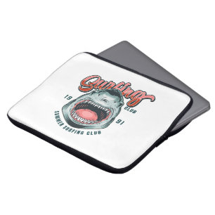 Retro Surfing Club Vintage Graphic Tee Laptop Sleeve