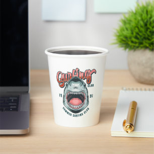 Retro Surfing Club Vintage Graphic Tee Paper Cups