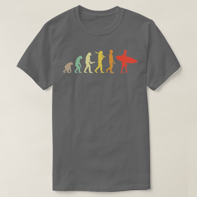 Retro Surfing Evolution Gift For Surfers  T-Shirt (Design Front)