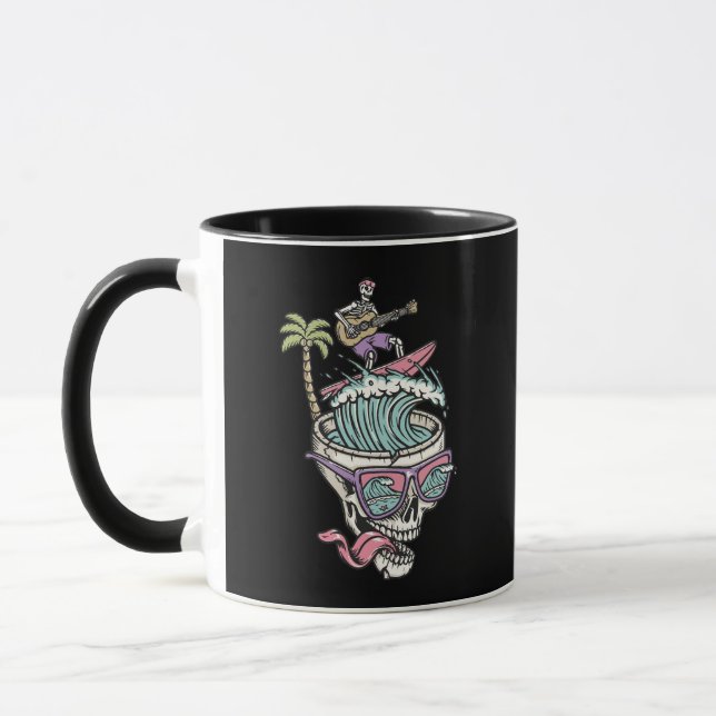Retro Surfing Skeleton Guitarist Mug  (Left)