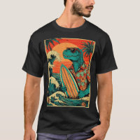 Retro Surfing Tyrannosaurus Hawaiian Summer Dinosa