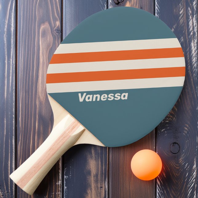 Retro Surfside Stripes with Name Ping Pong Paddle (Creator Uploaded)