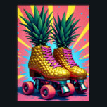 Retro Surreal Pineapple Roller Skates Pop Art Poster<br><div class="desc">This bold and quirky artwork reimagines a pair of roller skates as golden pineapples, transforming everyday street style into a surreal pop culture statement. Each gleaming pineapple boot, complete with metallic sheen and tropical texture, sits atop shiny chrome wheels, ready to roll into a world where luxury meets playful rebellion....</div>