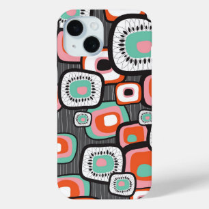 Retro Sushi Box Flower Squares Colourful Pattern iPhone 15 Case