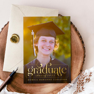 Retro Swash Gold Foil Photo Graduation