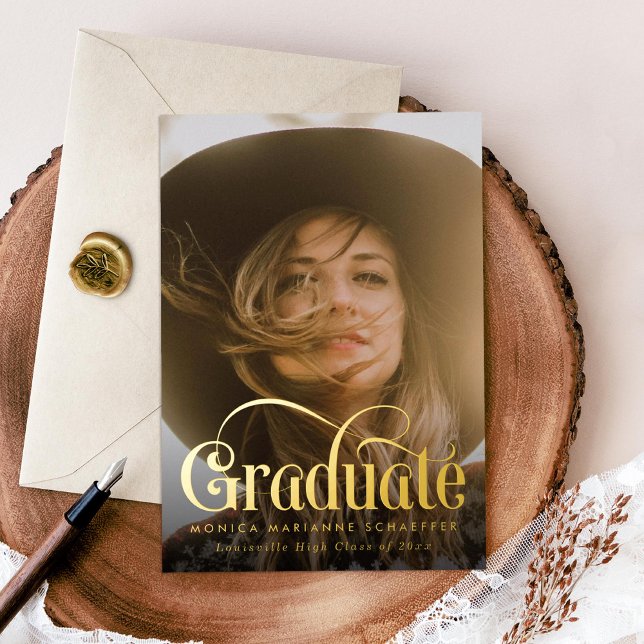 Retro Swash Gold Foil Photo Graduation Foil Invita (Creator Uploaded)