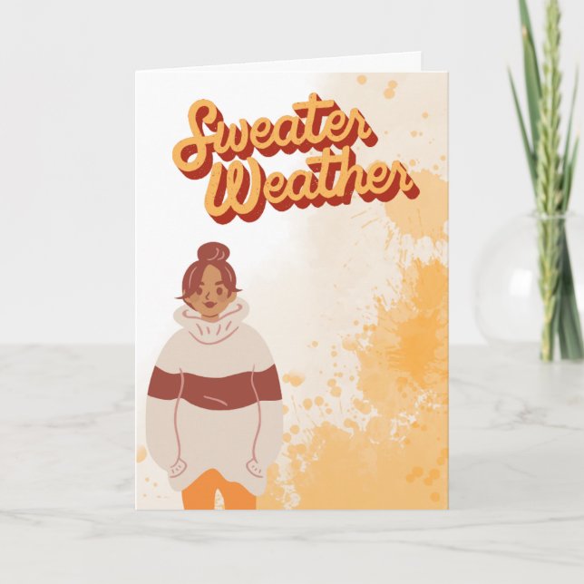 Retro Sweater Weather Fall and Autumn Card (Front)