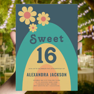 Retro Sweet 16 Birthday Party Invitation