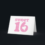 Retro Sweet 16 Card<br><div class="desc">Celebrate her sixteenth birthday with our retro,  1970s-style,  "Sweet 16" shirt! This cute pink design is distressed for a vintage look. Accented with a pink heart.</div>