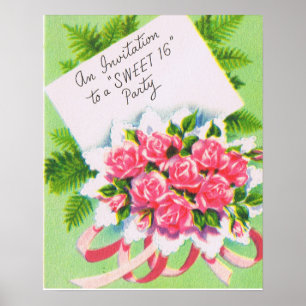 Retro Sweet 16 Invite Poster