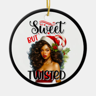 Retro Sweet but Twisted Christmas Pinup Ceramic Tree Decoration